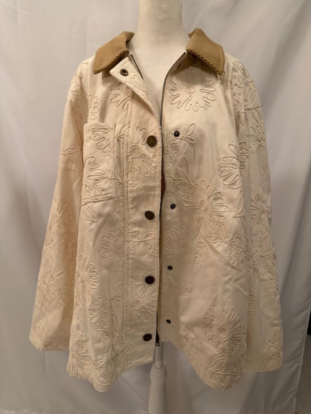 NWT AND NOW THIS Women's Cotton Embroidered Barn Jacket - 2x